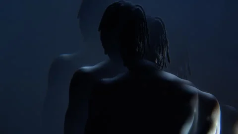 Black Man Moving Hands in Slow Motion with Prism Effect Stock Footage 341394166