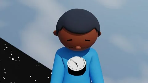 A black man nodding off to sleep with clock spinning in his chest, 4K Video stock 287478133