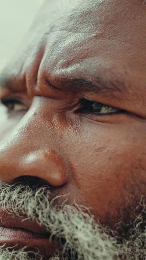 Black man, outdoor and thinking with reflection, closeup and serious with memory Stock Footage 334454644
