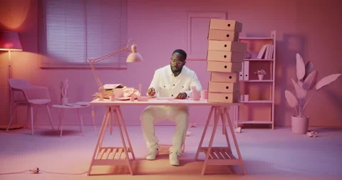 A black man passing difficult process of creative writing or brainstorming at Stock Footage 161725819