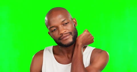 Black man, perfume or cologne with beauty and green screen, scent and fragrance Видео 237136728