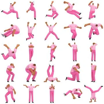 The black man with pink clothes is expression of body or doing exercise. 3d.. イラスト素材