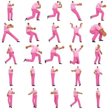 The black man with pink clothes is expression of body or doing exercise. 3d.. 스톡 일러스트