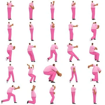 The black man with pink clothes is expression of body or doing exercise. 3d.. Illustration