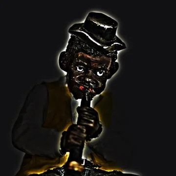 Black man playing flute Foto stock