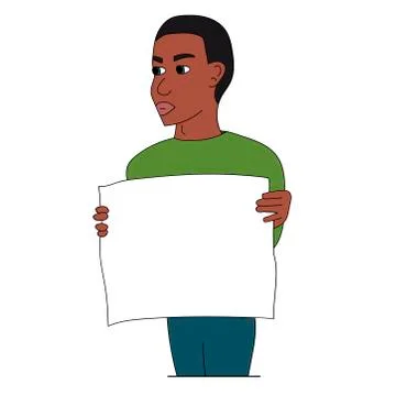 Black man protesting with a poster. Isolated stock vector illustration Illustrazione stock