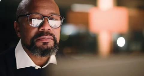 Black man, reading and graphs on computer in office for accounting, finance Stock Footage 316663633