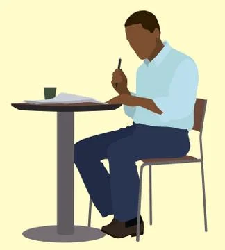 Black Man reading the newspaper Stock Illustration