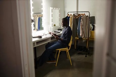 Black Man Reading Script Stock Photos
