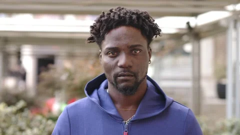 Black man with serious expression: portrait of African American man  Stock-Footage 218601730