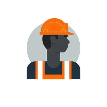 Black man, side view construction worker, labor force, contractor occupation  Illustrazione stock