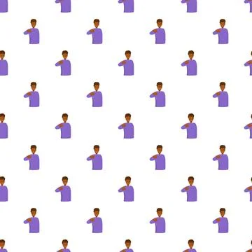 Black man smiling pointing gesture seamless pattern Stock Illustration