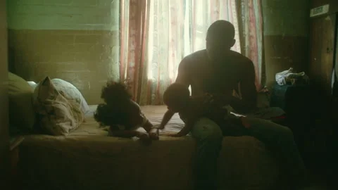 Black man spending time with his daughters Stock Footage 279391938