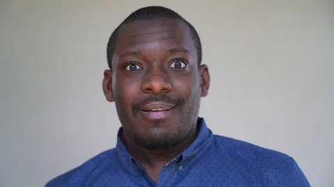 Black Man Surprised Face Close Up Stock Footage 91980454