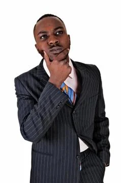 Black man thinking hard. Stock Photos