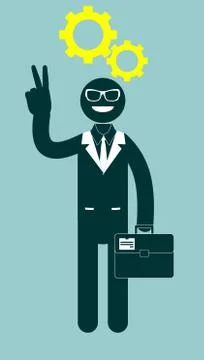 Black man with a thinking head, vector illustration Stock Illustration