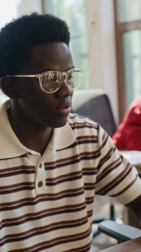 Black Man Typing on Laptop Keyboard in Modern Office Stock Footage 343713233