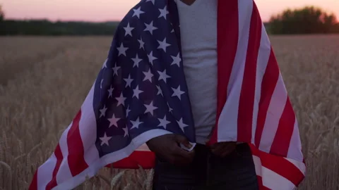 Black man with usa flag. Video stock 135258209