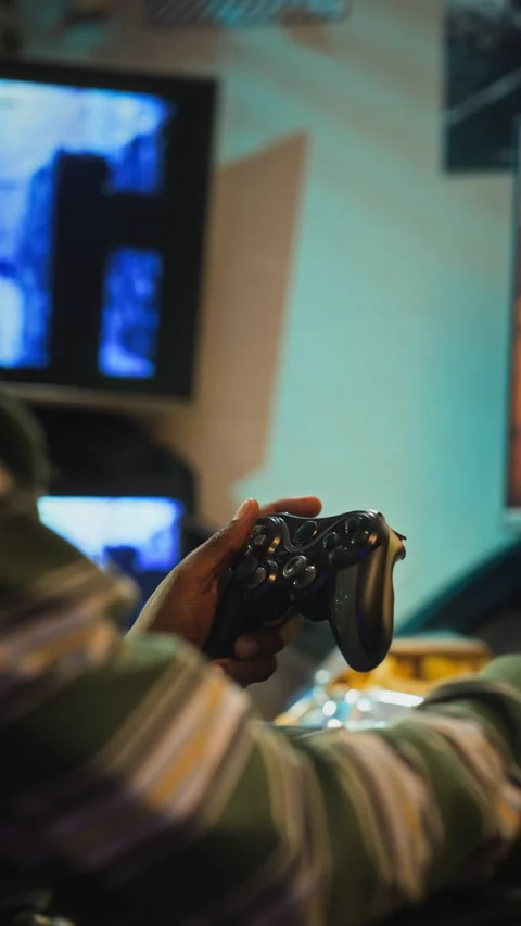Black Man Using Vape during Video Game Break Stock Footage 342029263