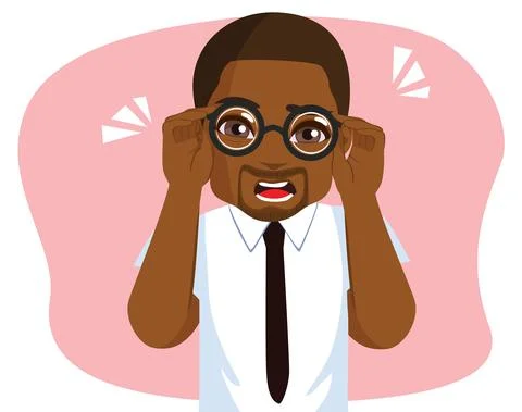 Black Man Vision Problems Illustrazione stock