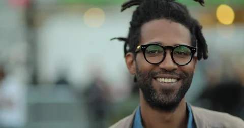 Black man wearing glasses smiling happy Stock Video Pond5