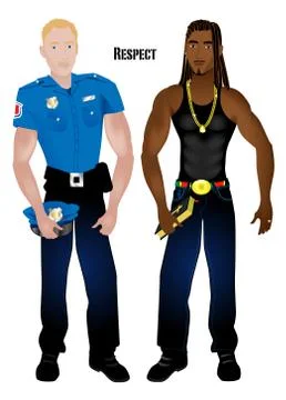 Black Man White Cop Stock Illustration