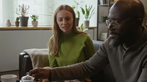 Black Man with Woman Discussing Problems during Couples Therapy Stock Footage 337637189