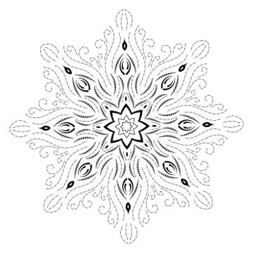 Black mandala on white background. Round Ornament Pattern. Indian. Arabic, Islam Stock Illustration
