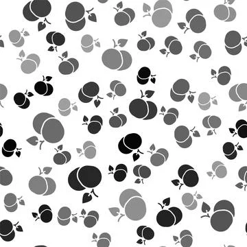 Black Mango fruit icon isolated seamless pattern on white background. Vector 스톡 일러스트