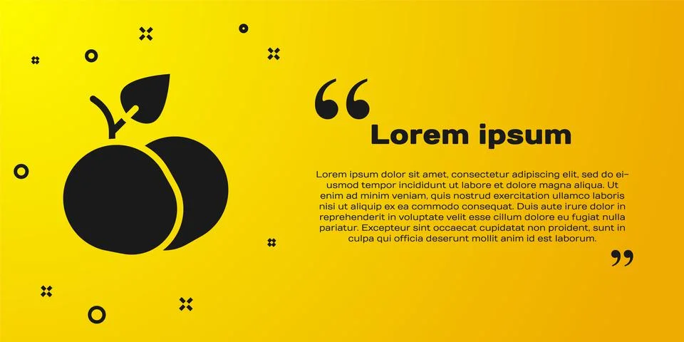 Black Mango fruit icon isolated on yellow background. Vector Stock Illustration