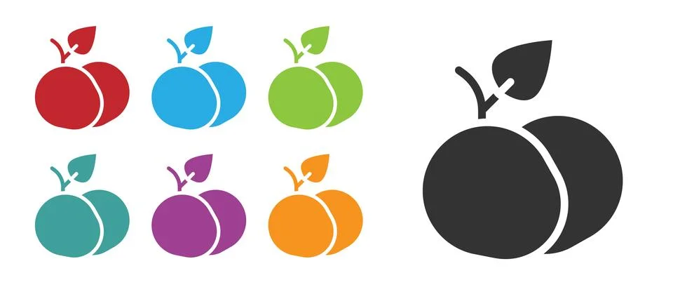 Black Mango fruit icon isolated on white background. Set icons colorful. Vect Stock Illustration
