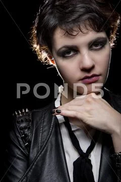 Black Manicure or Press On Nail Art Stock Photos