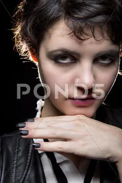 Black Manicure or Press On Nail Art Stock Photos