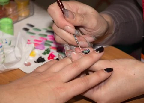 Black manicure Foto stock