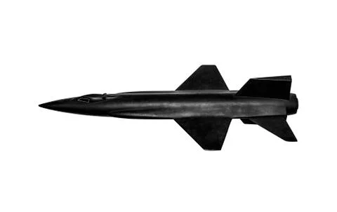 Black manned rocket on white background. Stock Photos