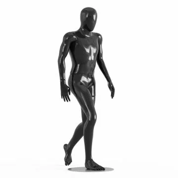 Black mannequin step forward. 3d rendering on a white background Stock Illustration