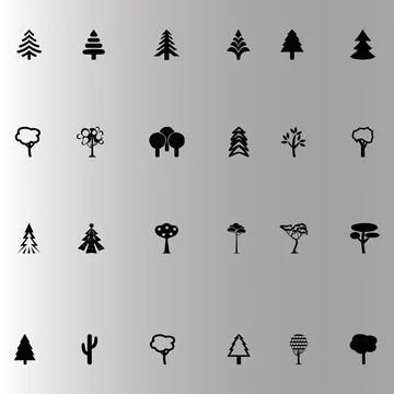 Black many trees icons vector Design Stock Illustration