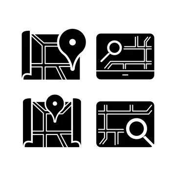 Black map icon design collection vector Stock Illustration