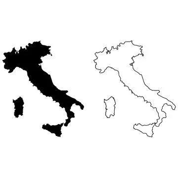 Black map of Italy on white background. outline map of Italy sign. flat style Stock Illustration