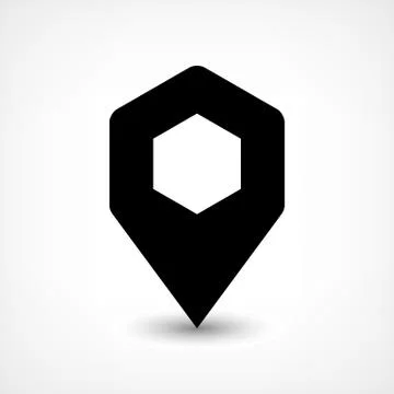 Black map pin flat location sign hexagon icon Stock-Illustration