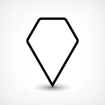 Black map pin flat location sign hexagon icon Stock Illustration
