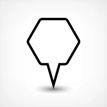 Black map pin flat location sign hexagon icon Illustrazione stock