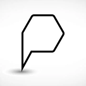 Black map pin flat location sign hexagon icon Illustrazione stock