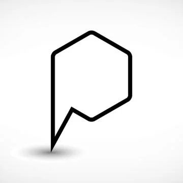 Black map pin flat location sign hexagon icon Stock Illustration