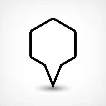Black map pin flat location sign hexagon icon Stock Illustration
