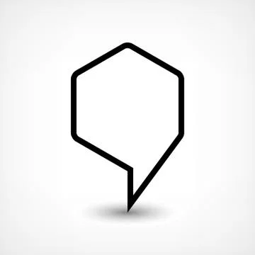 Black map pin flat location sign hexagon icon Illustrazione stock