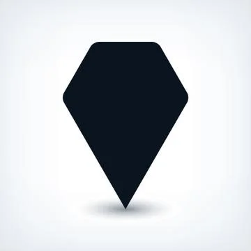 Black map pin flat location sign hexagon icon Illustrazione stock