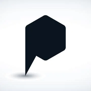Black map pin flat location sign hexagon icon Stock Illustration