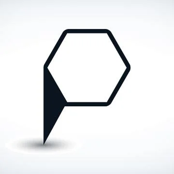 Black map pin flat location sign hexagon icon Stock Illustration