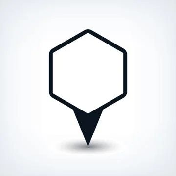 Black map pin flat location sign hexagon icon 스톡 일러스트